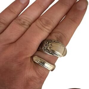 Size 9 Sterling Silver Plated Spoon Rings 1947 First Love Pattern